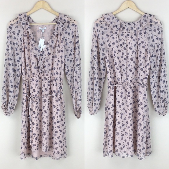 Joie Marelle Pink Silk Floral Tie Waist Dress NWT - Picture 4 of 14